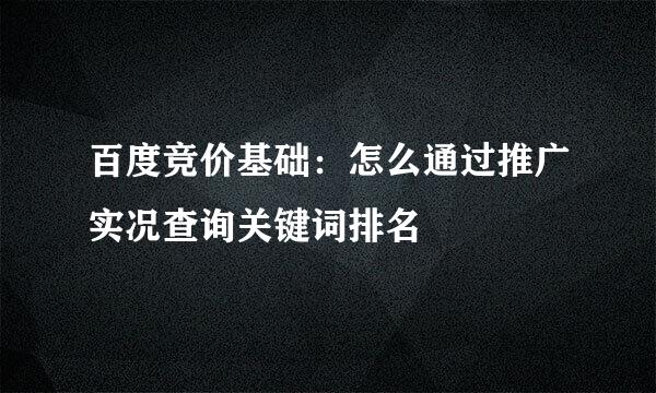 百度竞价基础：怎么通过推广实况查询关键词排名
