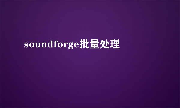 soundforge批量处理