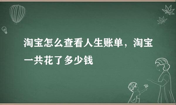 淘宝怎么查看人生账单，淘宝一共花了多少钱