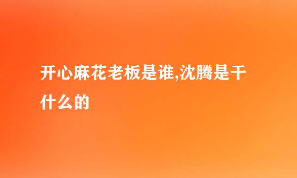开心麻花老板是谁,沈腾是干什么的