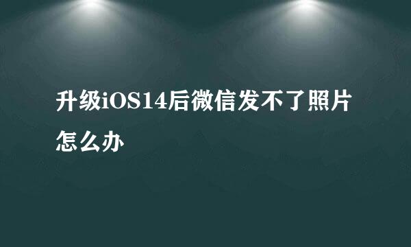 升级iOS14后微信发不了照片怎么办