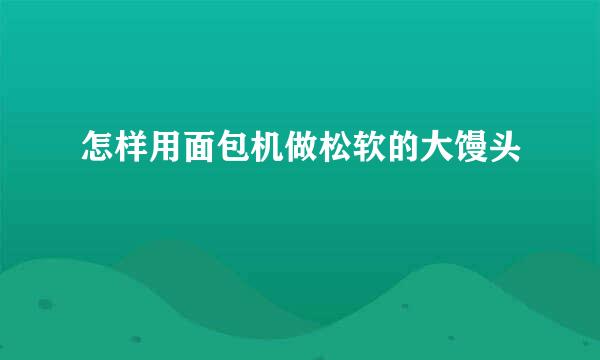 怎样用面包机做松软的大馒头