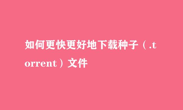 如何更快更好地下载种子（.torrent）文件