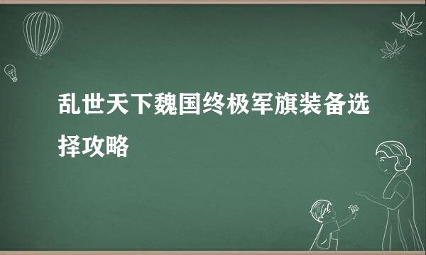 乱世天下魏国终极军旗装备选择攻略