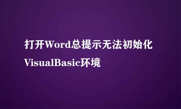打开Word总提示无法初始化VisualBasic环境