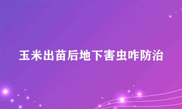 玉米出苗后地下害虫咋防治
