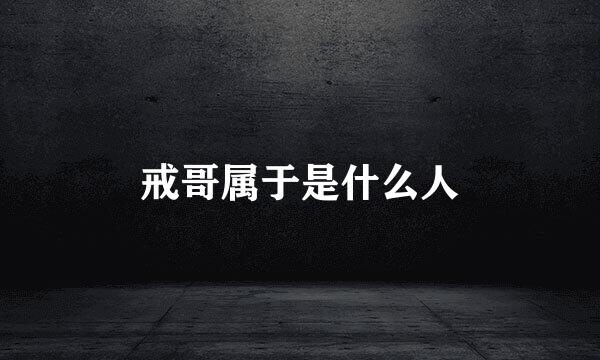 戒哥属于是什么人