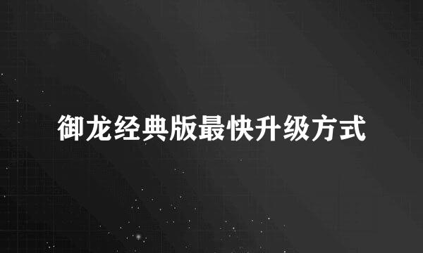 御龙经典版最快升级方式