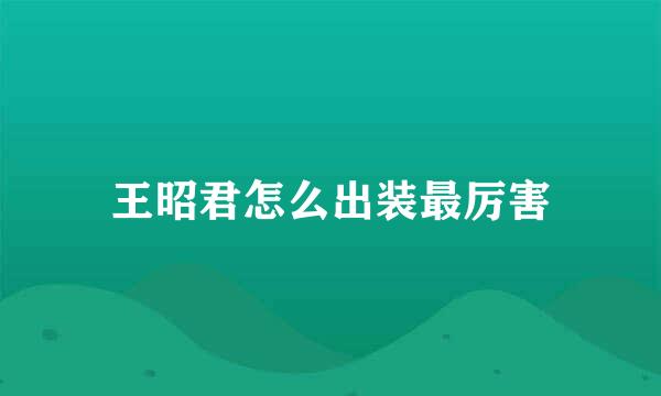 王昭君怎么出装最厉害