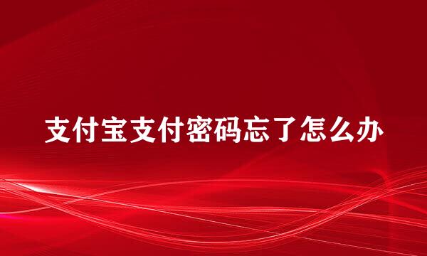 支付宝支付密码忘了怎么办