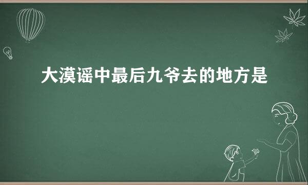 大漠谣中最后九爷去的地方是