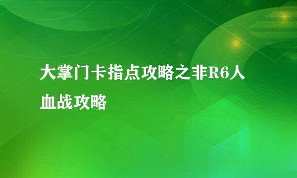 大掌门卡指点攻略之非R6人血战攻略