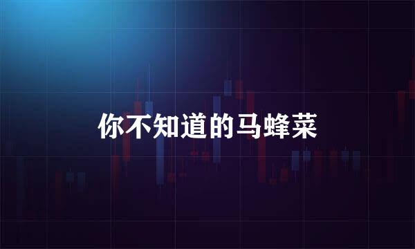 你不知道的马蜂菜