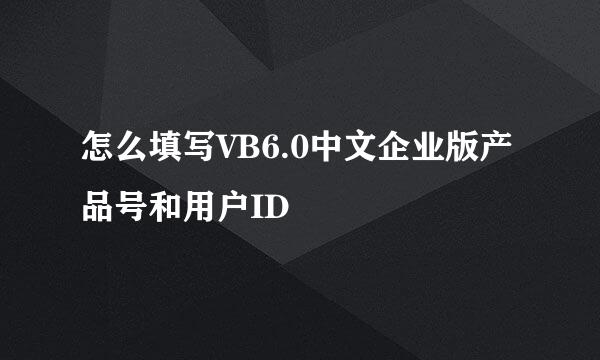 怎么填写VB6.0中文企业版产品号和用户ID