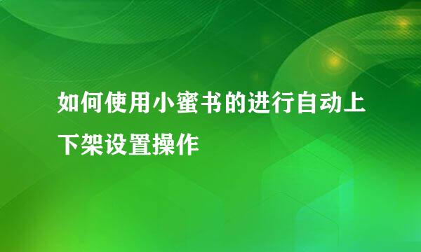 如何使用小蜜书的进行自动上下架设置操作