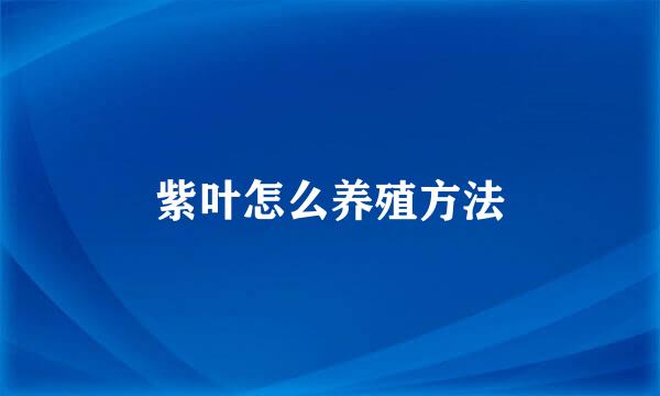 紫叶怎么养殖方法