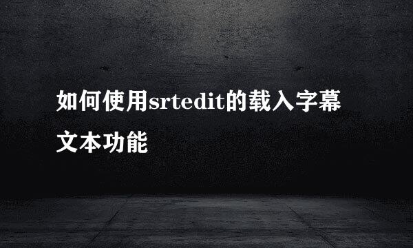 如何使用srtedit的载入字幕文本功能