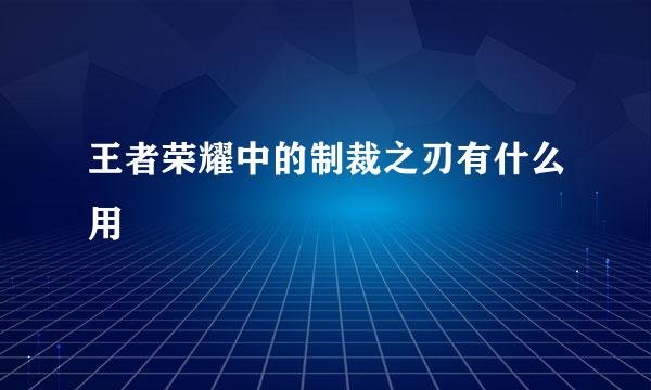 王者荣耀中的制裁之刃有什么用