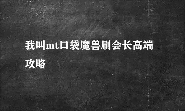 我叫mt口袋魔兽刷会长高端攻略