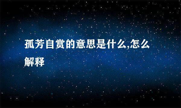 孤芳自赏的意思是什么,怎么解释