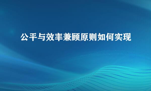 公平与效率兼顾原则如何实现