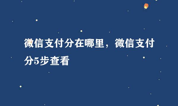 微信支付分在哪里，微信支付分5步查看