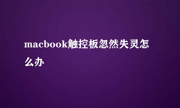 macbook触控板忽然失灵怎么办