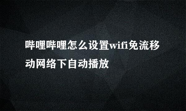哔哩哔哩怎么设置wifi免流移动网络下自动播放