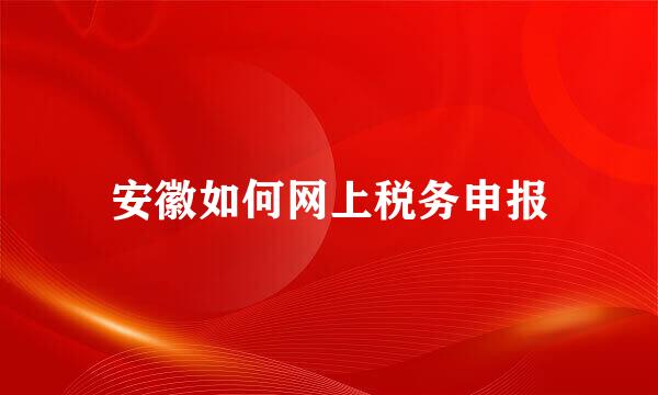 安徽如何网上税务申报