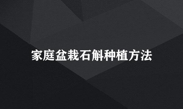 家庭盆栽石斛种植方法