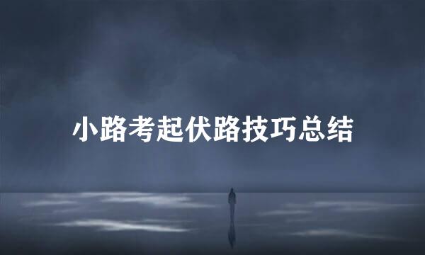 小路考起伏路技巧总结