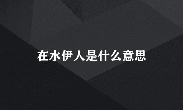 在水伊人是什么意思