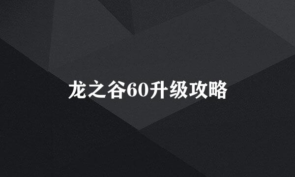 龙之谷60升级攻略