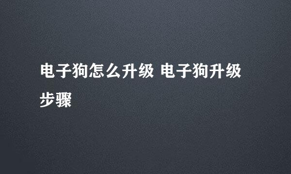 电子狗怎么升级 电子狗升级步骤