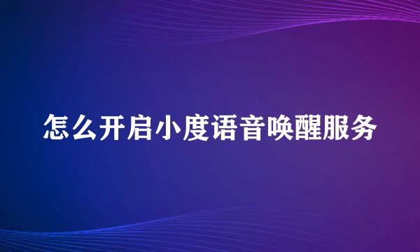 怎么开启小度语音唤醒服务