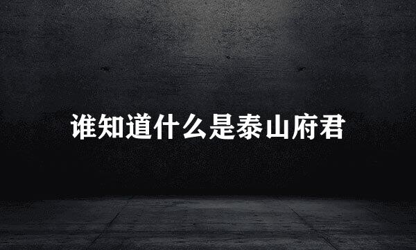 谁知道什么是泰山府君