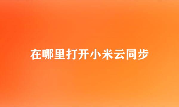 在哪里打开小米云同步