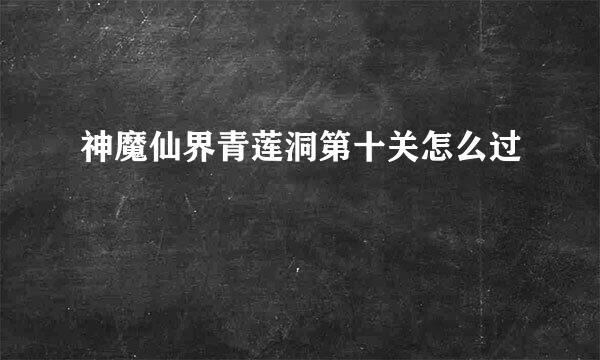 神魔仙界青莲洞第十关怎么过