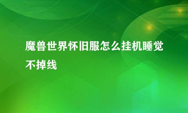 魔兽世界怀旧服怎么挂机睡觉不掉线