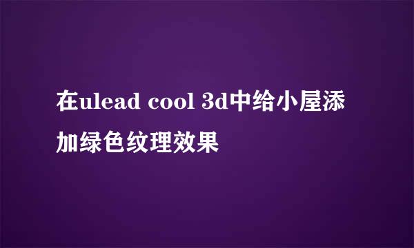在ulead cool 3d中给小屋添加绿色纹理效果