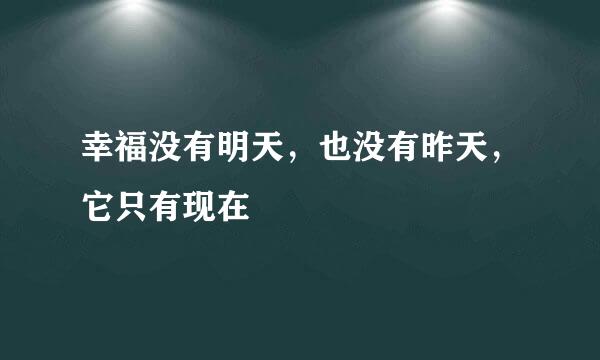 幸福没有明天，也没有昨天，它只有现在