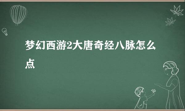 梦幻西游2大唐奇经八脉怎么点