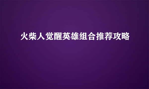 火柴人觉醒英雄组合推荐攻略
