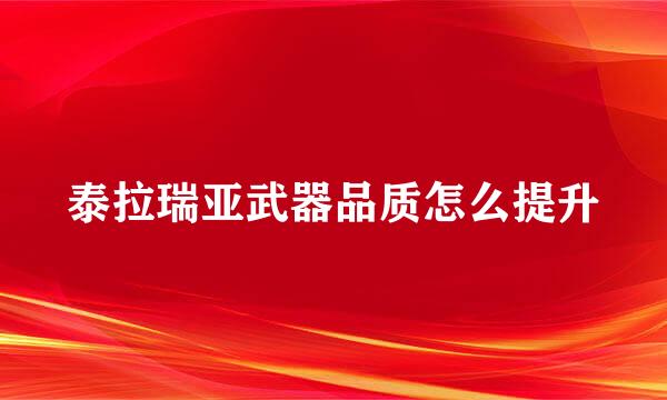 泰拉瑞亚武器品质怎么提升