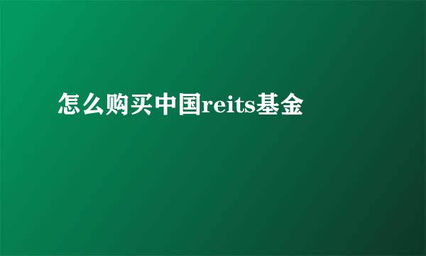 怎么购买中国reits基金