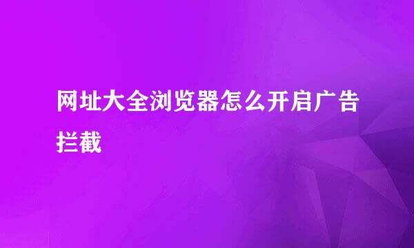 网址大全浏览器怎么开启广告拦截