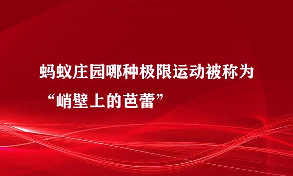 蚂蚁庄园哪种极限运动被称为“峭壁上的芭蕾”