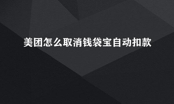 美团怎么取消钱袋宝自动扣款