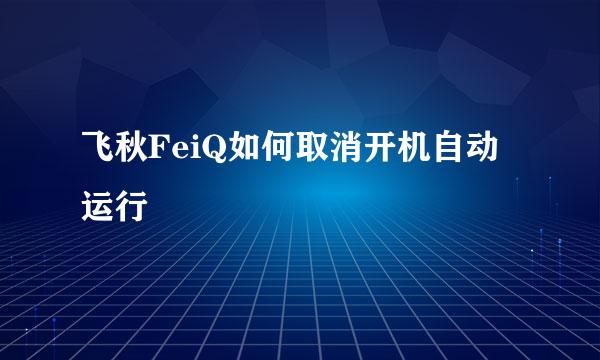 飞秋FeiQ如何取消开机自动运行