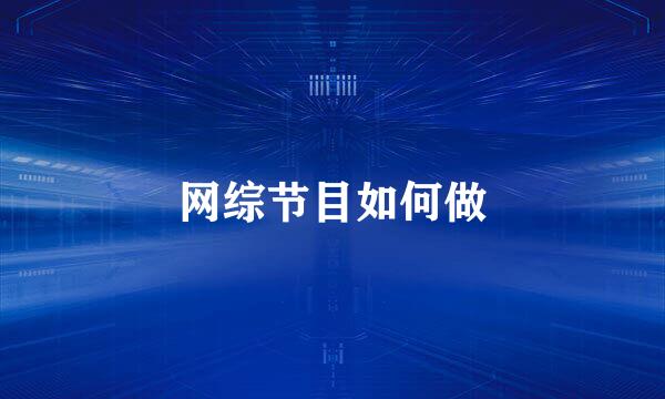网综节目如何做